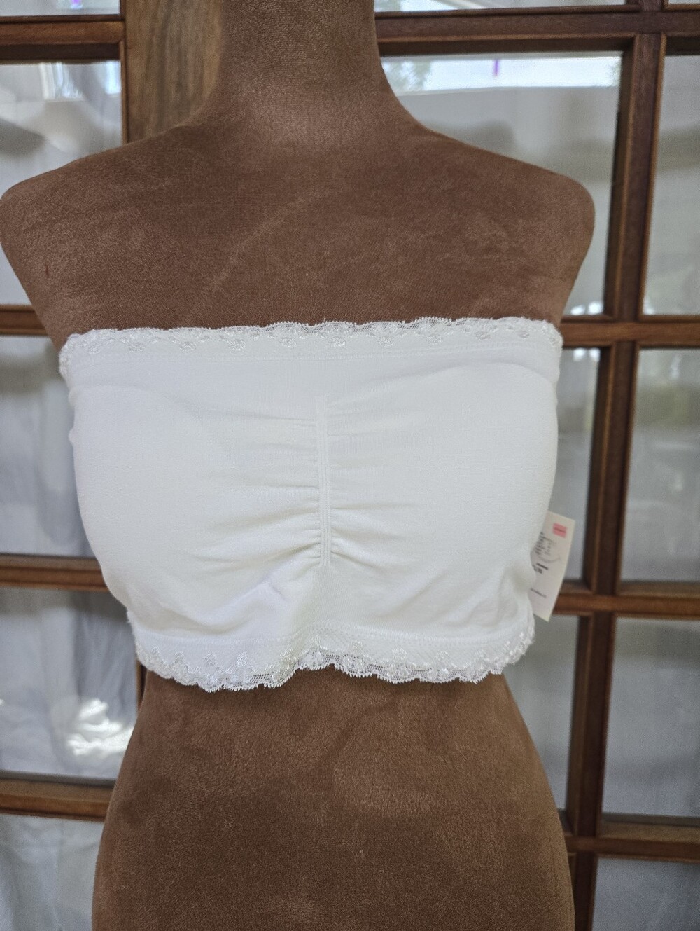 Joe Boxer White Lace-Trim Strapless Bandeau